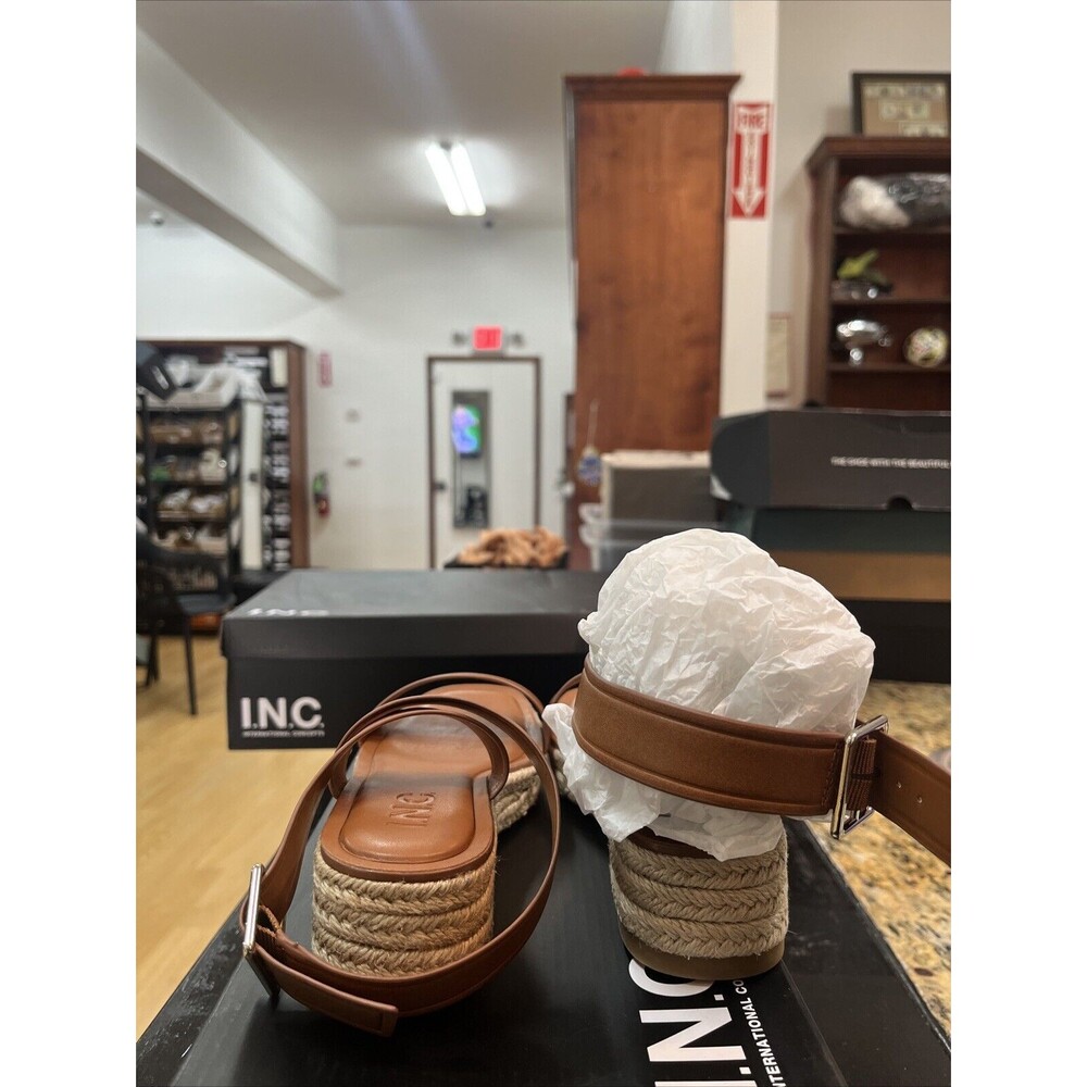 INC INTL Concepts Havilah Cognac Women Ankle Strap Espadrille Sandals Size 5M - Picture 3 of 5